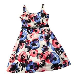 Luke by Carmen Marc Valvo Floral Belted Party Dress w/ Pockets - size 12